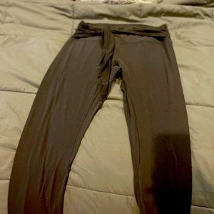 Black Lululemon womens leggings with black tie in front